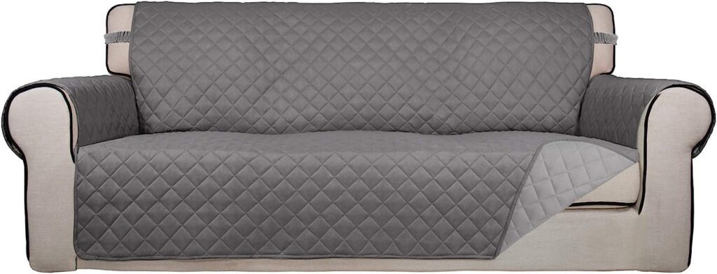  PureFit Reversible Quilted Sofa Cover, Water Resistant Slipcover Furniture Protector, Washable Couch Cover with Non Slip Foam and Elastic Straps