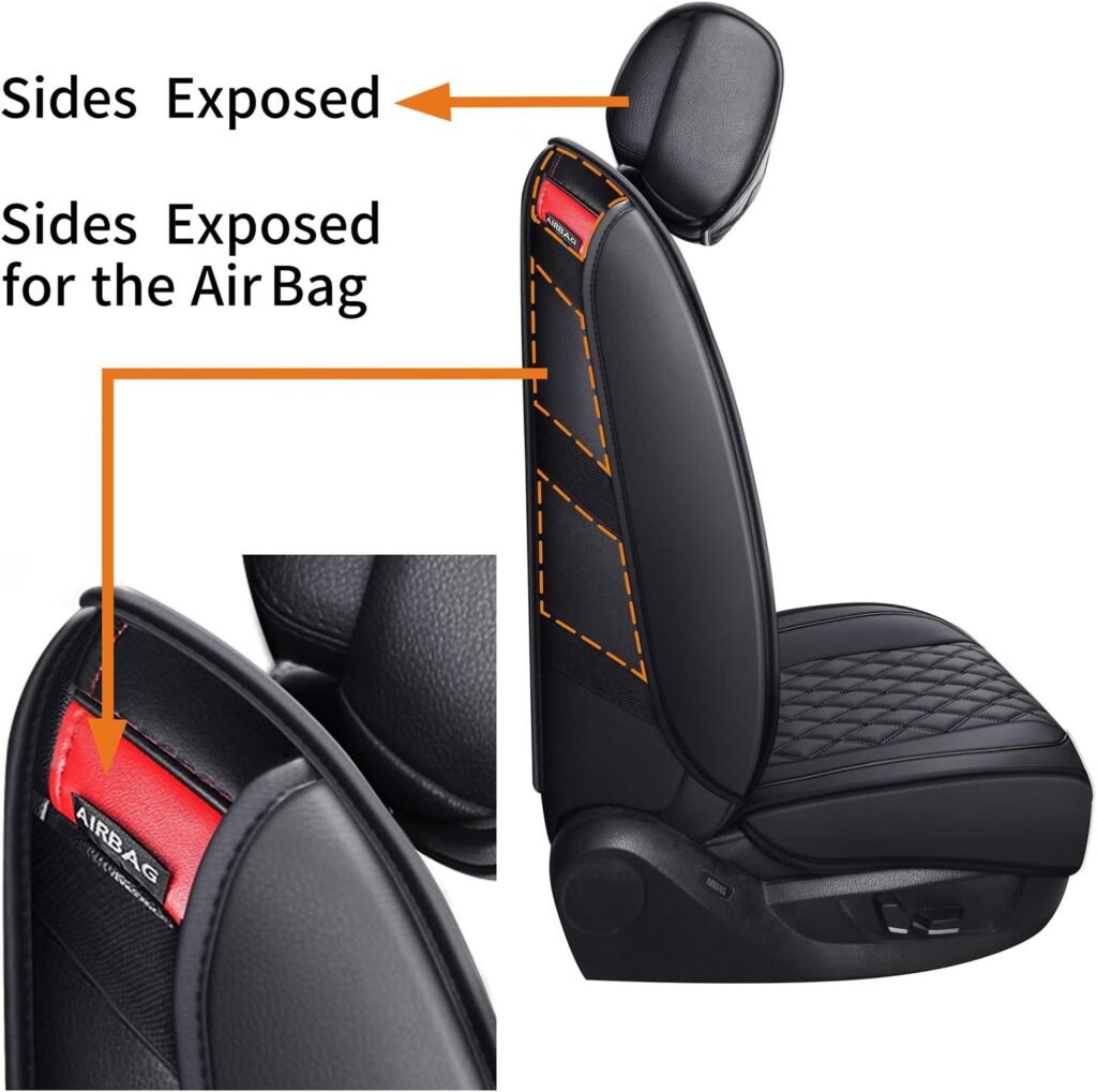 Aierxuan Car Seat Covers Full Set with Waterproof Leather, Automotive Vehicle Cushion Cover for Cars SUV Pick-up Truck Fit for 2009 to 2023 Ford F150 Carhartt and 2017 to 2023 F250 F350 F450(Black)