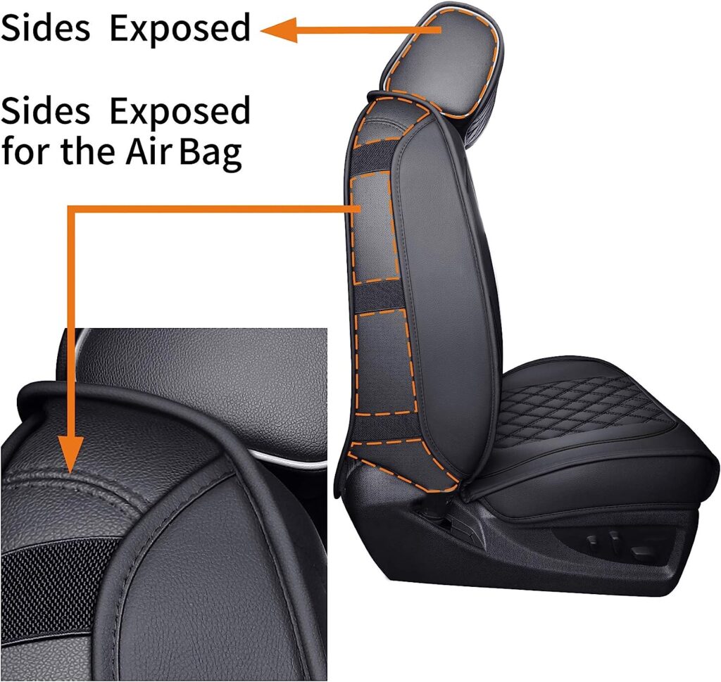 Aierxuan Chevy Silverado GMC Sierra 2 Front Seat Covers Pickup Custom Fit 2007-2024 1500 2500HD 3500HD Crew Double Extended Cab Waterproof Leather Seat Protectors(2 PCS Front, Black)