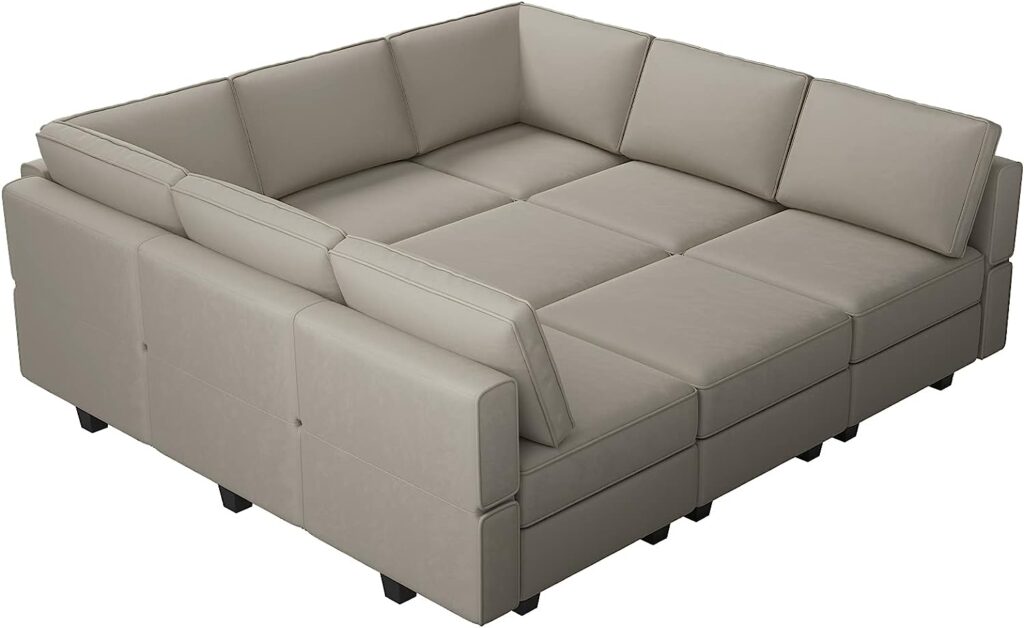 Belffin Modular Sectional Sofa with Ottomans Velvet Reversible Sofa with Chaise Sleeper Sofa Bed with Storage Seat Greyâ¦