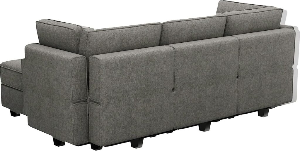 Belffin Sectional Sleeper Bed Modular Sectional Sleeper Sofa Convertible Sectional Couch Bed Set Grey