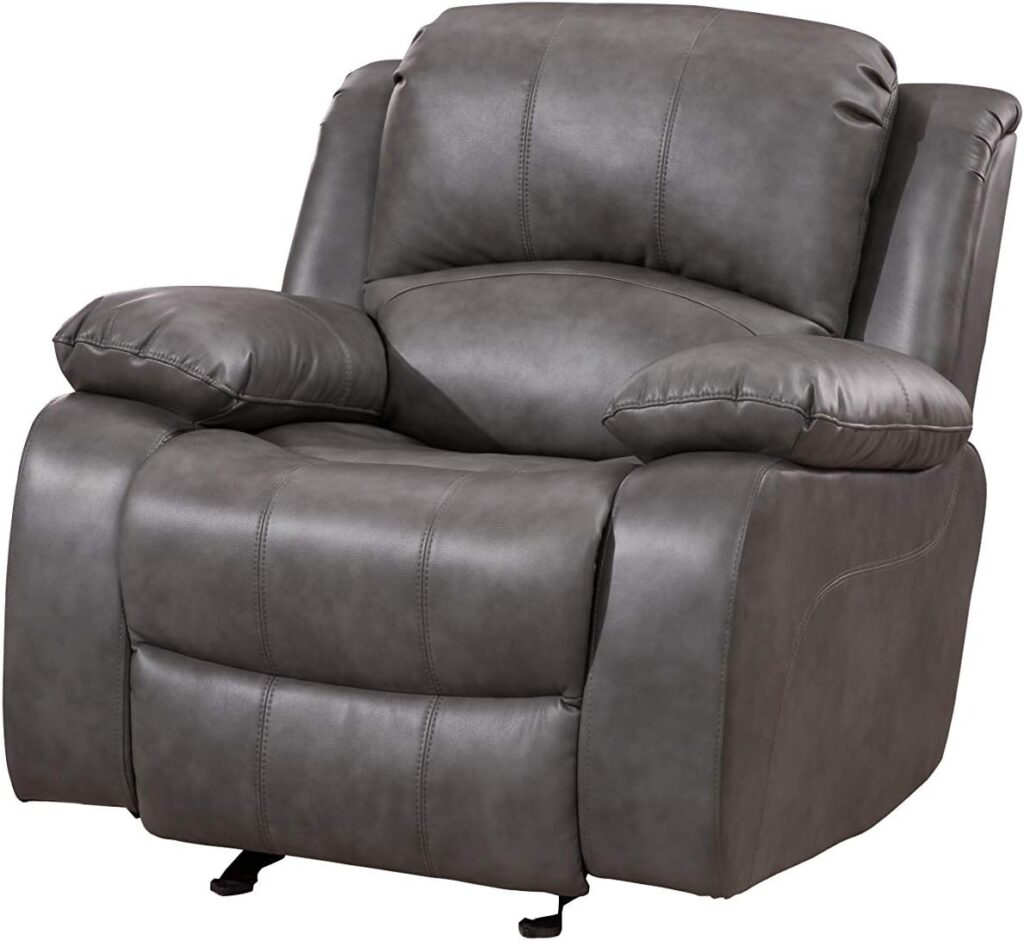 Betsy Furniture 3PC Bonded Leather Recliner Set, Sofa, Loveseat, Chair 8018 (Grey, Living Room Set 3+2+1)