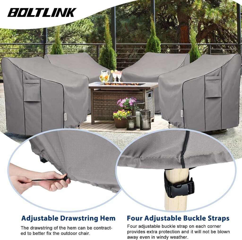 BOLTLINK Patio Chair Covers Waterproof, Heavy Duty Outdoor Furniture Covers Fits up to 36W x 37D x 36H inches -2 Pack