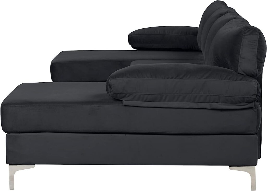 Casa AndreaMilano Modern Large Velvet Fabric U-Shape Sectional Sofa, Double Extra Wide Chaise Lounge Couch