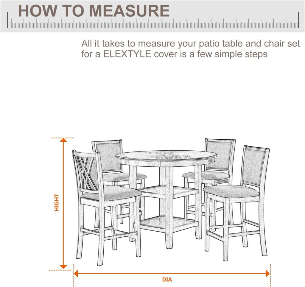 ELEXTYLE 90Dia Round Patio Table and Chairs Set Cover Waterproof Outdoor Furniture Round Covers 90d x 30h Anti-Fading BeigeBrown