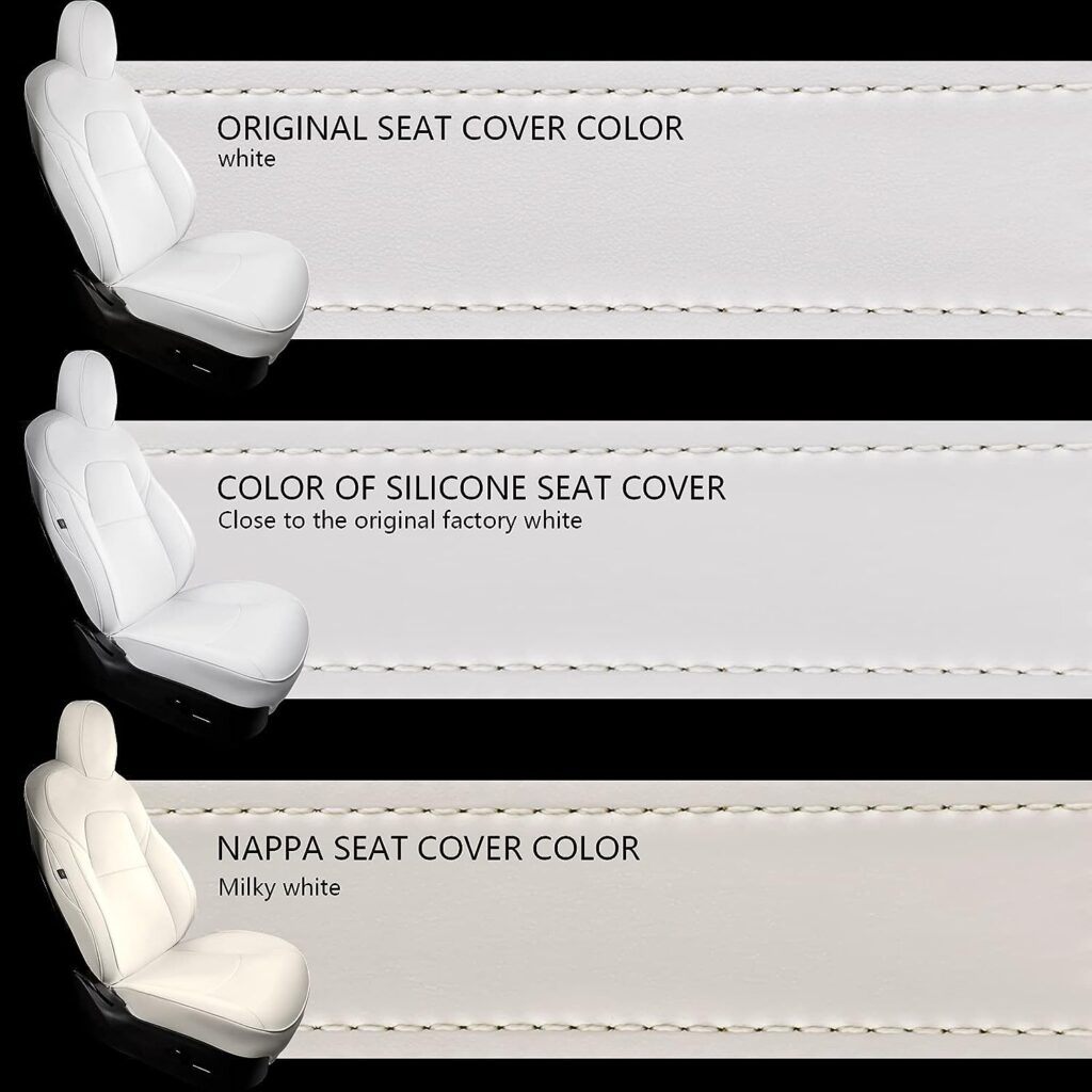 Maysoo Tesla Seat Covers Model Y White Car Seat Covers for Tesla Model Y 2023 2022 2021 2020 5 Seat Car Seat Cover Car Interior Cover All Weather Protection(White-Organosilicon,Model Y(Full Set))