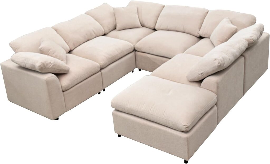 Merax Oversized Modular Sofa with Ottoman L Shaped Corner Sectional, Beige