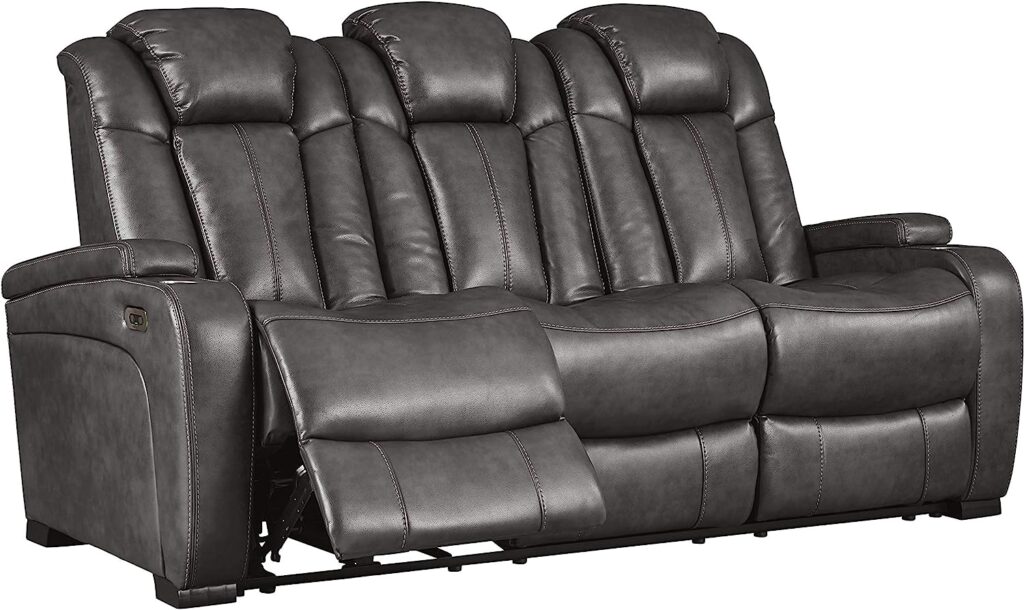 Signature DESIGN BY ASHLEY Turbulance Power Reclining Sofa with USB Charging Port, Dark Gray