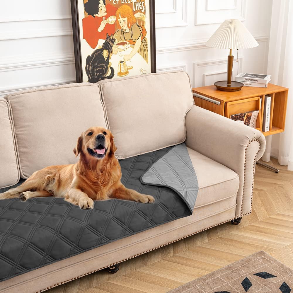 SUNNYTEX Waterproof  Reversible Dog Bed Cover Pet Blanket Sofa, Couch Cover Mattress Protector Furniture Protector for Dog, Pet, Cat(30*70,Dark Grey/Grey)