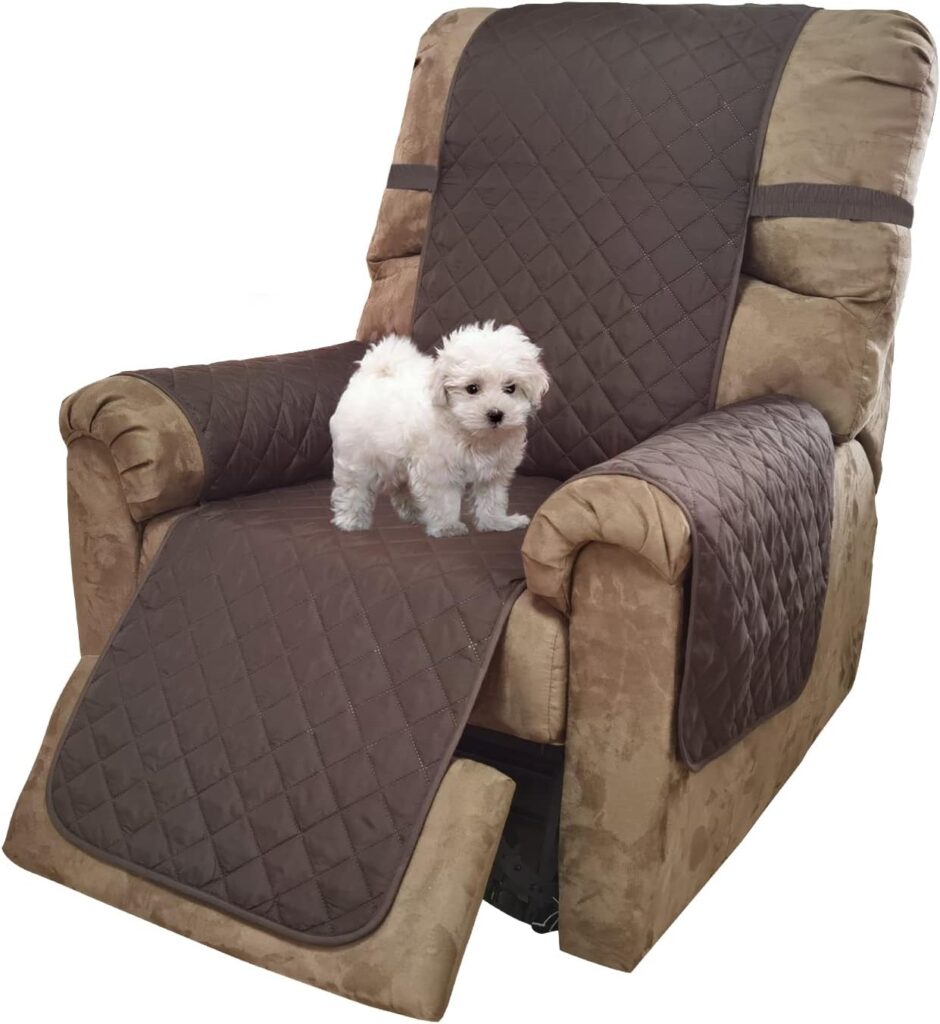 U-NICE HOME Recliner Chair Covers Reversible Chair Cover Pet Covers for Dogs with Elastic Straps Water Resistant Diamond Quilted (23Recliner Small, Coffee/Beige)