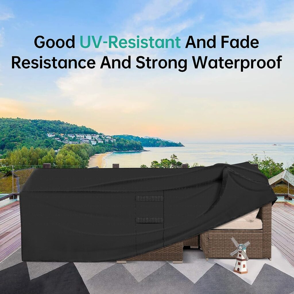 HENAYUK Patio Furniture Covers Waterproof, Outdoor Furniture Cover for Patio Furniture, Tear-Resistant Patio Covers for Outdoor Furniture, Extra Large Cover Fits for 12 Seats, 126 L X 63 W X 28 H