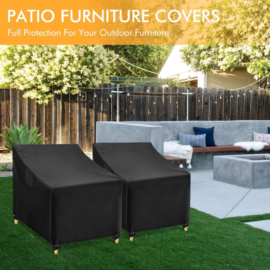 WLEAFJ Outdoor Chair Covers Waterproof, Black Lawn Patio Furniture Covers, Heavy Duty Wicker Garden Sofa Chair Cover, 2 Pack - 30 W x 37 D x 31 H